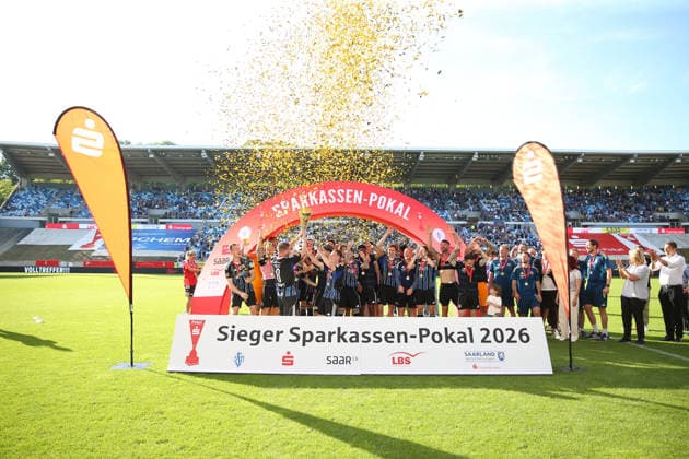 23.05.2026, xrekx, Fussball Landespokal Saarland Finale, 1.FC Saarbrücken - FC 08 Homburg v.l. Sparkassen-Pokalsieger 1.FC Saarbruecken (DFL DFB REGULATIONS PROHIBIT ANY USE OF PHOTOGRAPHS as IMAGE SEQUENCES and or QUASI-VIDEO) Saarbrücken