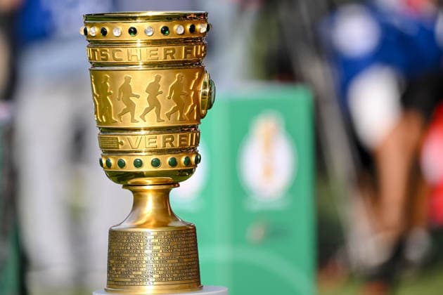 the Trophy during the DFB Cup Final 2026 match between FC Bayern München and VfB Stuttgart at Olympiastadion on May 23, 2026 in Berlin, Germany. (Photo by Harry Langer DeFodi Images) -