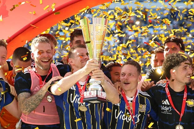 23.05.2026, xrekx, Fussball Landespokal Saarland Finale, 1.FC Saarbrücken - FC 08 Homburg v.l. Sieger Sparkassen-Pokal 2026 1.FC Saarbruecken Manuel Zeitz (1.FC Saarbruecken) (DFL DFB REGULATIONS PROHIBIT ANY USE OF PHOTOGRAPHS as IMAGE SEQUENCES and or QUASI-VIDEO) Saarbrücken