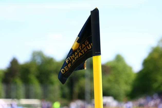 Eckfahne zum Finaltag der Amateure. Fußball I Herren I Lotto Pokal I Saison 2025-2026 I Finale I SC Vorwärts Wacker04 Billstedt - HEBC I 23.05.2026 I Stadion Hoheluft