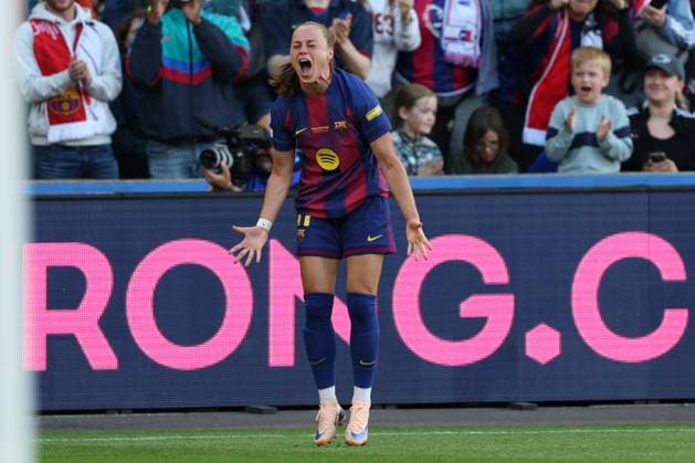 23.05.2026 - SOCCER - 2025-2026 UEFA Women’s Champions League final , FC Barcelona, Barca vs OL Lyonnes Ewa Pajor (FC Barcelona) celebrates his team s first goal OSLO OSLO, Ullevaal Stadion Ullevaal Stadion Norway