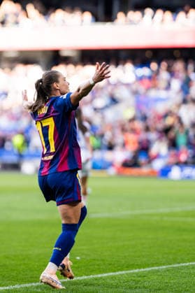 260523 Ewa Pajor of Barcelona celebrates after scoring 1-0 during the UEFA Women s Champions League final football match between Barcelona and Lyon on May 23, 2026 in Oslo. Photo: Vegard Grott BILDBYRAN kod VG VG0925 bbeng football fotball fotboll soccer champions league finale final final 2026 mesterligaen dam fcb barcelona lyon ol lyonnes jubel Copyright: VEGARDxGRoTT BB260523VG046
