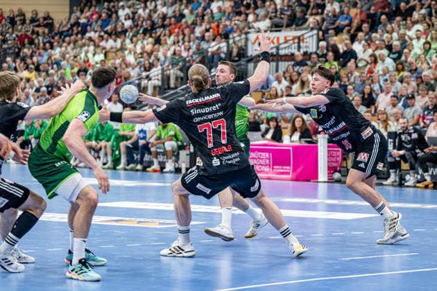 Handball Bundesliga; HSG Wetzlar - HC Erlangen, 23.05.26 Dominik Mappes (HSG Wetzlar, 7), Maciej Gebala (HC Erlangen, 77), Josip Simic (HSG Wetzlar, 10), Florian Scheerer (HC Erlangen, 10) Handball Bundesliga; HSG Wetzlar - HC Erlangen: Wetzlar, 23.05.26 Copyright: xBEAUTIFULxSPORTS Roeczeyx