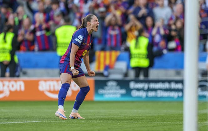NOR, Oslo, FC Barcelona, Barca vs Olympique Lyon, Women s Champions League, Fussball, UEFA, Spielzeit 2025 2026, Ullevaal Stadion, Finale im Bild: Ewa Pajor (FC Barcelona 17), Tor, Jubel und Freude, Emotionen, goal scored, 2:0 DFB DFL REGULATIONS PROHIBIT ANY USE OF PHOTOGRAPHS AS IMAGE SEQUENCES AND OR QUASI-VIDEO, 23.05.2026 Copyright: HMBxMedia HendrikxHamelau