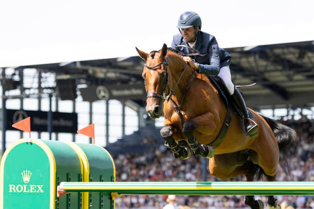 Christian KUKUK (GER) auf Fantasia de Wy, im Sprung, Aktion, im Umlauf im Springen S5: 2nd Qualifier Rolex Grand Prix, Springpruefung mit einem Umlaeuf und Stechen, CSI5*, Rolex Grand Slam, am 23.05.2026, Weltfest des Pferdesport, TSCHIO Aachen 2026 vom 22. - 24.05.2026 in Aachen Deutschland; Â