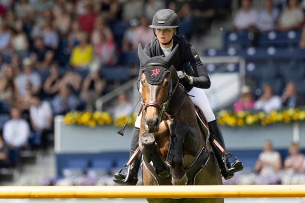 Sophie HINNERS (GER) auf Iron Dames Combella, im Sprung, Aktion, im Umlauf im Springen S5: 2nd Qualifier Rolex Grand Prix, Springpruefung mit einem Umlaeuf und Stechen, CSI5*, Rolex Grand Slam, am 23.05.2026, Weltfest des Pferdesport, TSCHIO Aachen 2026 vom 22. - 24.05.2026 in Aachen Deutschland; Â
