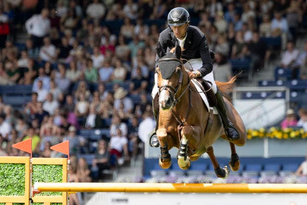 Rene DITTMER (GER) auf Cody 139, im Sprung, Aktion, im Umlauf im Springen S5: 2nd Qualifier Rolex Grand Prix, Springpruefung mit einem Umlaeuf und Stechen, CSI5*, Rolex Grand Slam, am 23.05.2026, Weltfest des Pferdesport, TSCHIO Aachen 2026 vom 22. - 24.05.2026 in Aachen Deutschland; Â