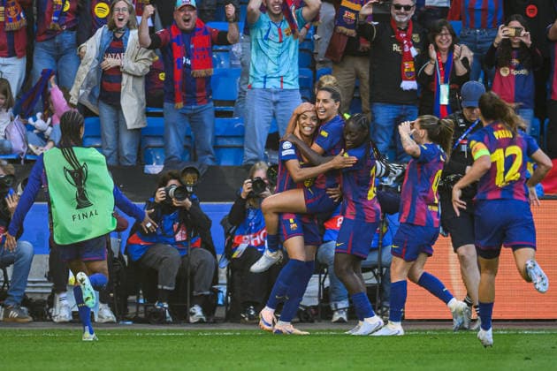 260523 Salma Paralluelo of Barcelona celebrates after scoring 3-0 during the UEFA Women s Champions League final football match between Barcelona and Lyon on May 23, 2026 in Oslo. Photo: Jon Olav Nesvold BILDBYRAN COP 217 VG0925 bbeng football fotball fotboll soccer champions league finale final final 2026 mesterligaen dam fcb barcelona lyon ol lyonnes jubel Copyright: JONxOLAVxNESVOLD BB260523JE044