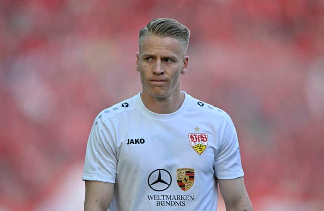 vor Spielbeginn: Chris Fuehrich VfB Stuttgart (10) Portrait enttaeuscht 83. DFB Pokalfinale FC Bayern Muenchen FCB vs VFB Stuttgart Olympiastadion Berlin 23.05.2026 DFL REGULATIONS PROHIBIT ANY USE OF PHOTOGRAPHS AS IMAGE SEQUENCES AND OR QUASI-VIDEO 83. DFB Pokalfinale FC Bayern Muenchen FCB vs VFB Stuttgart