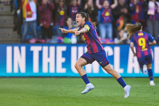 260523 Patri Guijarro of Barcelona celebrates after 3-0 during the UEFA Women s Champions League final football match between Barcelona and Lyon on May 23, 2026 in Oslo. Photo: Jon Olav Nesvold BILDBYRAN COP 217 VG0925 bbeng football fotball fotboll soccer champions league finale final final 2026 mesterligaen dam fcb barcelona lyon ol lyonnes jubel Copyright: JONxOLAVxNESVOLD BB260523JE045