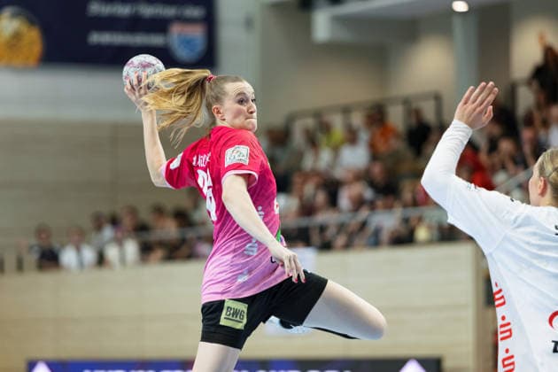 Cara Reuthal (Halle, 26), SV Union Halle-Neustadt vs. BSV Sachsen Zwickau, Handball Bundesliga Frauen, Play-Offs 5-11 Spieltag 6, Saison 2025 26, 23.05.2026 Halle SWH Arena Sachsen-Anhalt Deutschland