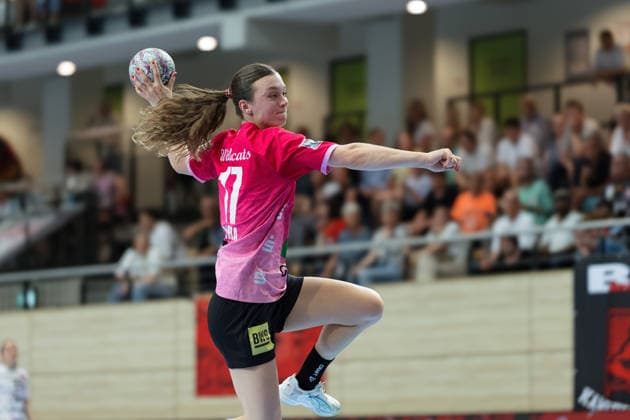Emma Hertha (Halle, 17), SV Union Halle-Neustadt vs. BSV Sachsen Zwickau, Handball Bundesliga Frauen, Play-Offs 5-11 Spieltag 6, Saison 2025 26, 23.05.2026 Halle SWH Arena Sachsen-Anhalt Deutschland