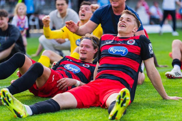 Tim Kloss (Viktoria Köln, 18) Freudig am Boden Fortuna Köln vs. FC Viktoria Köln, Fussball, Landespokal Mittelrhein 2025 26, Finale, Saison 2025 26, 23.05.2026, Fortuna Köln vs. FC Viktoria Köln, Fussball, Landespokal Mittelrhein, Finale, Saison 2025 26, 23.05.2026 Köln Copyright: xEibner-Pressefoto LukasxBaldygax EP_LBA
