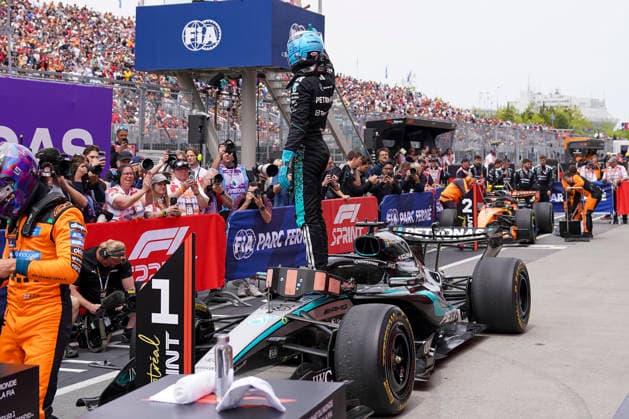 FORMULA ONE CANADIAN GRAND PRIX 2026 George Russell 63 (GBR) Mercedes in parc ferme after the Sprint Race during the Formula 1 Lenovo Canadian Grand Prix 2026, 5th round of the 2026 Formula One World Championship, WM, Weltmeisterschaft from May 22 to 24, 2026 at the Circuit Gilles Villeneuve, Montreal, Canada Credit: Robbie Hoad Every Second Media Editorial use only. All images are copyright Every Second Media Limited. No images may be reproduced without prior permission. Copyright: xIMAGO EveryxSecondxMediax ESM-2005-0244 RobbiexHoadx xEveryxSecondxMediax