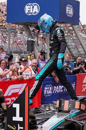 FORMULA ONE CANADIAN GRAND PRIX 2026 George Russell 63 (GBR) Mercedes celebrates after winning the Sprint Race during the Formula 1 Lenovo Canadian Grand Prix 2026, 5th round of the 2026 Formula One World Championship, WM, Weltmeisterschaft from May 22 to 24, 2026 at the Circuit Gilles Villeneuve, Montreal, Canada Credit: Robbie Hoad Every Second Media Editorial use only. All images are copyright Every Second Media Limited. No images may be reproduced without prior permission. Copyright: xIMAGO EveryxSecondxMediax ESM-2005-0227 RobbiexHoadx xEveryxSecondxMediax