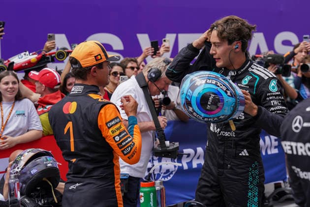 FORMULA ONE CANADIAN GRAND PRIX 2026 Lando Norris 1 (GBR) McLaren and George Russell 63 (GBR) Mercedes after the Sprint Race during the Formula 1 Lenovo Canadian Grand Prix 2026, 5th round of the 2026 Formula One World Championship, WM, Weltmeisterschaft from May 22 to 24, 2026 at the Circuit Gilles Villeneuve, Montreal, Canada Credit: Robbie Hoad Every Second Media Editorial use only. All images are copyright Every Second Media Limited. No images may be reproduced without prior permission. Copyright: xIMAGO EveryxSecondxMediax ESM-2005-0235 RobbiexHoadx xEveryxSecondxMediax