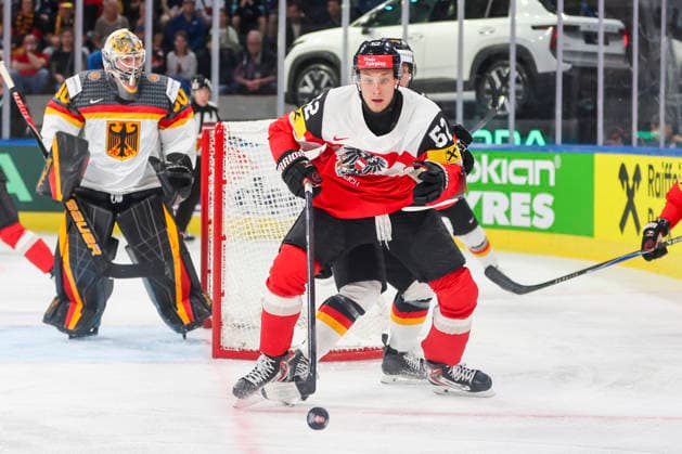 Ice hockey, Eishockey - IIHF WC 2026 ZURICH,SWITZERLAND,23.MAY.26 - ICE HOCKEY - IIHF Ice Hockey World Championship, WM, Weltmeisterschaft 2026, group stage, Austria vs Germany. Image shows Paul Huber (AUT).  GEPAxpictures xMaticxKlansek