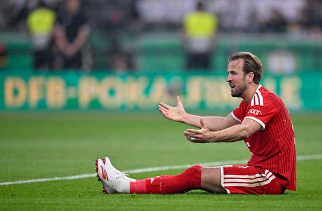 Harry Kane FC Bayern Muenchen FCB (09) Enttaeuschung enttaeuscht nach vergebener Torchance Gestik Geste 83. DFB Pokalfinale FC Bayern Muenchen FCB vs VFB Stuttgart Olympiastadion Berlin 23.05.2026 DFL REGULATIONS PROHIBIT ANY USE OF PHOTOGRAPHS AS IMAGE SEQUENCES AND OR QUASI-VIDEO 83. DFB Pokalfinale FC Bayern Muenchen FCB vs VFB Stuttgart