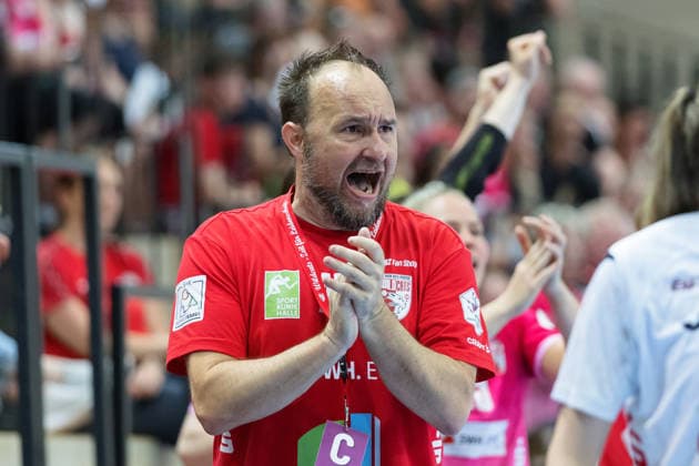 Torwarttrainer Andreas Wiese (Halle), SV Union Halle-Neustadt vs. BSV Sachsen Zwickau, Handball Bundesliga Frauen, Play-Offs 5-11 Spieltag 6, Saison 2025 26, 23.05.2026 Halle SWH Arena Sachsen-Anhalt Deutschland
