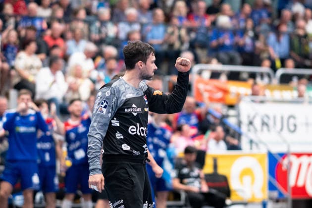 Daniel Rebmann, (HBW Balingen Weilstetten, 12, Torwart), feiert eine gelungene Aktion HBW Balingen Weilstetten vs. VFL Eintracht Hagen, Handball, 2. Bundesliga, 33. Spieltag, Saison 2025 2026, 23.05.2026, Eibner-Pressefoto Andreas Ulmer HBW Balingen Weilstetten vs. VFL Eintracht Hagen, Handball, 2. Bundesliga, 33. Spieltag, Saison 2025 2026, 23.05.2026, Balingen Copyright: xEibner-Pressefoto AndreasxUlmerx EP_AUR