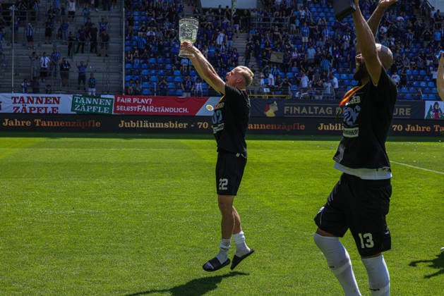 23.05.2026, xhettx, Fussball Landespokal Baden Finale, VfR Mannheim - SV Waldhof Mannheim v.l. Jubel beim Waldhof (DFL DFB REGULATIONS PROHIBIT ANY USE OF PHOTOGRAPHS as IMAGE SEQUENCES and or QUASI-VIDEO)