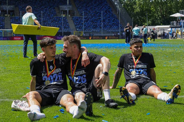 23.05.2026, xhettx, Fussball Landespokal Baden Finale, VfR Mannheim - SV Waldhof Mannheim v.l. Lovis Frederik Bierschenk (SV Waldhof Mannheim, 7) Seyhan Yigit (SV Waldhof Mannheim, 18) (DFL DFB REGULATIONS PROHIBIT ANY USE OF PHOTOGRAPHS as IMAGE SEQUENCES and or QUASI-VIDEO)