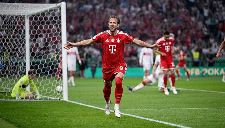 Fussball DFB Pokal Finale 2025 2026 in Berlin FC Bayern Muenchen - VfB Stuttgart 23.05.2026 Jubel nach dem Tor zum 1 - 9, Torschuetze Harry Kane (FC Bayern Muenchen)