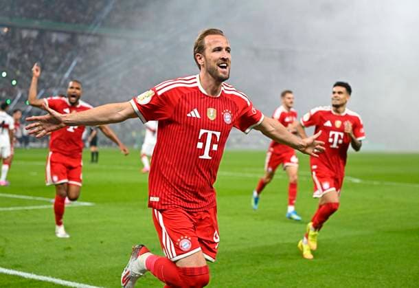 23.05.2026, Fussball DFB-Pokal 2025 2026, Finale, FC Bayern München - VfB Stuttgart, im Olympiastadion Berlin. Harry Kane (FC Bayern München) jubelt,