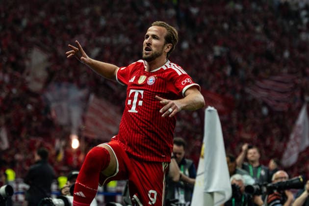 GER, DFB-Pokalfinale, Training und Pressekonferenz, FC Bayern München - VfB Stuttgart. 23.05.2026, Olympiastadion, Olympiastadion, GER, DFB-Pokalfinale, Training und Pressekonferenz, FC Bayern München - VfB Stuttgart. Harry Kane (FC Bayern München 9) jubelt nach dem 1:0 Â