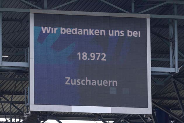 23.05.2026, GER, Fussball, Herren, Niederrheinpokal Finale, Saison 2025 2026, SC St. Tönis - MSV Duisburg die Zuschauerzahl von 18.972 beim Niederrheinpokal Duisburg schauinsland-reisen-Arena Nordrhein-Westfalen Deutschland Copyright: xAdrianxSchlüterx