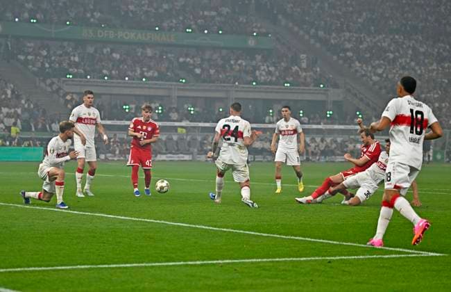 23.05.2026, Fussball DFB-Pokal 2025 2026, Finale, FC Bayern München - VfB Stuttgart, im Olympiastadion Berlin. Harry Kane (FC Bayern München) erzielt hier das 2:0