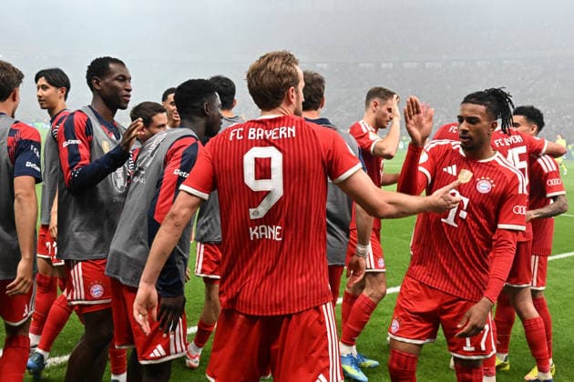 23.05.2026, xsltx, Fussball DFB Pokal Finale, FC Bayern München - VfB Stuttgart v.l. Torjubel nach dem Tor zum celebrating the goal celebrate 2:0 durch Harry Kane (FC Bayern Muenchen) (DFL DFB REGULATIONS PROHIBIT ANY USE OF PHOTOGRAPHS as IMAGE SEQUENCES and or QUASI-VIDEO) Berlin