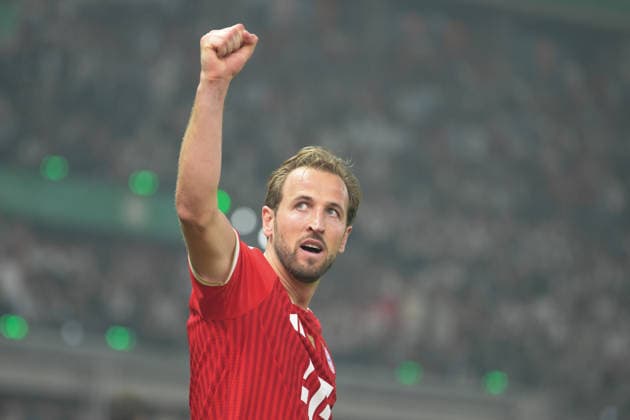 Fußball, DFB Pokal Finale, 20260523, FC Bayern München - VfB Stuttgart. Im Bild Tor 2:0, Torjubel Torschütze Harry KANE (Bayern, 9). Berlin Olympiastadion Brandenburg Deutschland Copyright: Passion2Press MarkusxFischerx