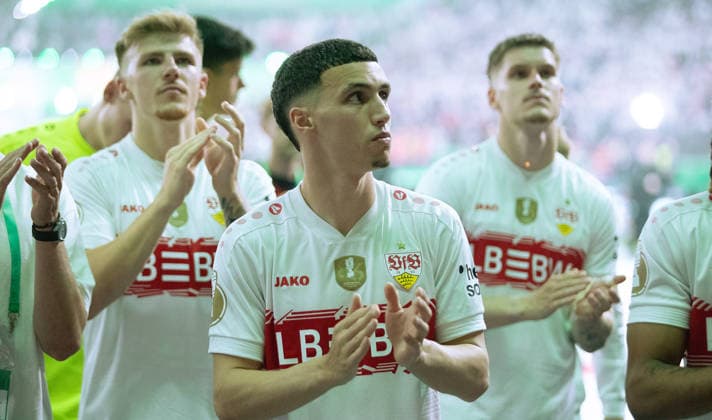 Berlin , Fußball DFB Pokal Finale 2026 , FC Bayern München vs. VfB Stuttgart , Bilal El Khannouss ( VfB )