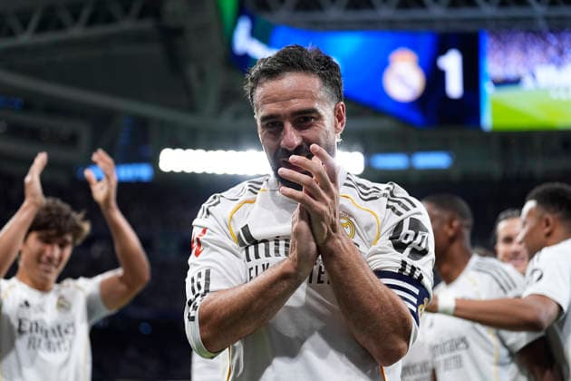 May 23, 2026, Madrid, Madrid, Spain: Daniel Carvajal of Real Madrid CF celebrates a goal scored by Gonzalo Garcia during the Spanish League, LaLiga EA Sports, football match played between Real Madrid and Athletic Club at Bernabeu stadium on May 23, 2026, in Madrid, Spain. Real Madrid V Athletic Club De Bilbao - LaLiga EA Sports  - ZUMAa181 20260523_zaa_a181_089 Copyright: xOscarxJ.xBarrosox