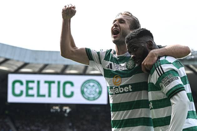 Celtic v Dunfermline Athletic Scottish Gas Men s Scottish Cup Kelechi Iheanacho of Celtic scores his sides third goal of the match and celebrates his goal with Benjamin Nygren during the Scottish Gas Men s Scottish Cup Final between Celtic and Dunfermline Athletic at Barclays Hampden, Glasgow 23 05 2026 UK Newspapers OUT Copyright: xJamiexJohnstonx FIL-23466-0313