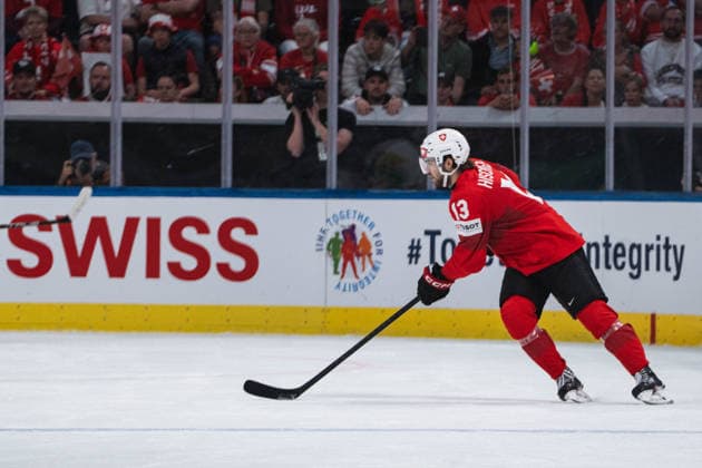 ZURICH, ZURICH - MAY 23: Nico Hischier of Switzerland during the 2026 IIHF World Championship, WM, Weltmeisterschaft Preliminary Round Group A match between Switzerland and Hungary at Swiss Life Arena on May 23, 2026 in Zurich, Zurich, Switzerland.  Copyright: xLivioxBaeriswylx xSPPx Sportspressphoto_152925