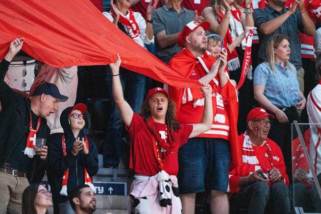 ZURICH, ZURICH - MAY 23: Switzerland supporters during the 2026 IIHF World Championship, WM, Weltmeisterschaft Preliminary Round Group A match between Switzerland and Hungary at Swiss Life Arena on May 23, 2026 in Zurich, Zurich, Switzerland.  Copyright: xLivioxBaeriswylx xSPPx Sportspressphoto_152927