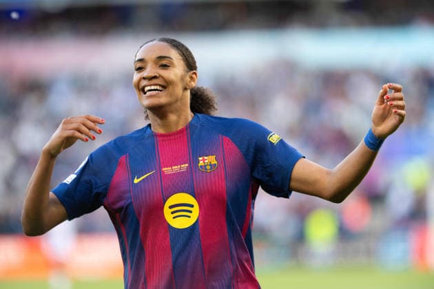 RECORD DATE NOT STATED 23rd May 2026; Ullevaal Stadion, Oslo, Norway; UEFA Womens Champions League Final Football, FC Barcelona, Barca versus OL Lyonnes; Salma Paralluelo (7) of Barcelona celebrates her goal 4-0 for Barcelona Min 93 AdelinaxCobos