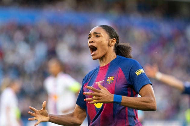 RECORD DATE NOT STATED 23rd May 2026; Ullevaal Stadion, Oslo, Norway; UEFA Womens Champions League Final Football, FC Barcelona, Barca versus OL Lyonnes; Salma Paralluelo (7) of Barcelona celebrates her goal, 3-0 for Barcelona, min 90 AdelinaxCobos