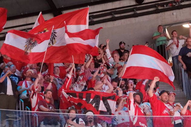 IIHF - World Championship, WM, Weltmeisterschaft - Austria vs Germany - Austrian fans Zurich Swiss Life Arena Zürich Schweiz Copyright: xSergioxBrunettix