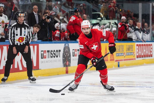 ZURICH, ZURICH - MAY 23: Damien Riat of Switzerland during the 2026 IIHF World Championship, WM, Weltmeisterschaft Preliminary Round Group A match between Switzerland and Hungary at Swiss Life Arena on May 23, 2026 in Zurich, Zurich, Switzerland.  Copyright: xLivioxBaeriswylx xSPPx Sportspressphoto_152947