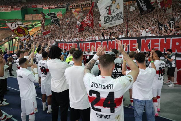 23.05.26 DFB-Pokal Finale 2026 FC Bayern München - VfB Stuttgart Deutschland, Berlin, 23.05.2026, Fussball, Saison 2025 2026, DFB-Pokal Finale 2026 Berlin, FC Bayern München - VfB Stuttgart: VfB nach dem Spiel in der fankurve.