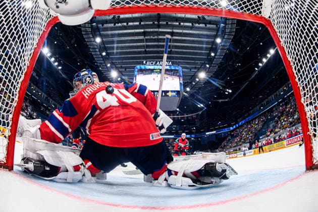 260523 goaltender Henrik Haukeland of Norway during the 2026 IIHF Ice hockey, Eishockey World Championship, WM, Weltmeisterschaft match between Norway and Sweden on May 23, 2026 in Fribourg. Photo: Jesper Zerman BILDBYRAN kod JZ JZ0727 ishockey ice hockey ishockey-vm 2026 vm 2026 iihf world championship norge norway sverige sweden bbeng Copyright: JESPERxZERMAN BB260523JZ090