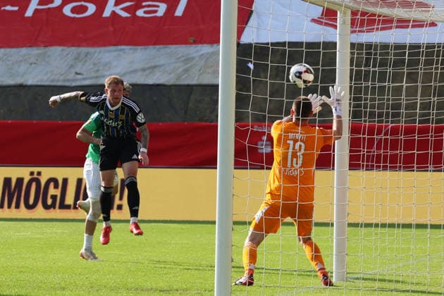 23.05.2026, xrekx, Fussball Landespokal Saarland Finale, 1.FC Saarbrücken - FC 08 Homburg v.l. Tor zum 4:2 durch Kaan Ä°nanoÄülu (FC 08 Homburg) Philip Fahrner (1.FC Saarbruecken) Phillip Menzel (1.FC Saarbruecken) (DFL DFB REGULATIONS PROHIBIT ANY USE OF PHOTOGRAPHS as IMAGE SEQUENCES and or QUASI-VIDEO) Saarbrücken