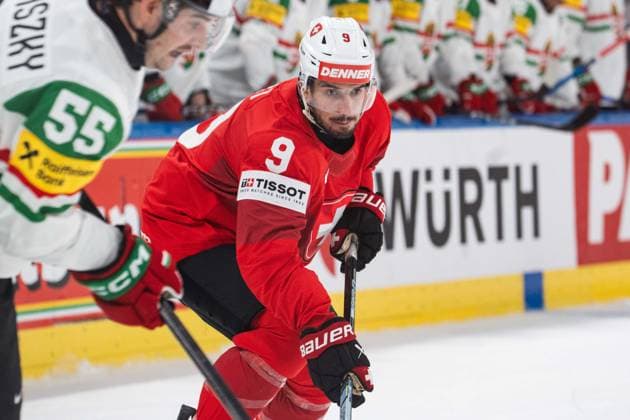 ZURICH, ZURICH - MAY 23: Damien Riat of Switzerland during the 2026 IIHF World Championship, WM, Weltmeisterschaft Preliminary Round Group A match between Switzerland and Hungary at Swiss Life Arena on May 23, 2026 in Zurich, Zurich, Switzerland.  Copyright: xLivioxBaeriswylx xSPPx Sportspressphoto_152964