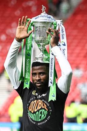 Celtic v Dunfermline Athletic Scottish Gas Men s Scottish Cup Kelechi Iheanacho of Celtic at full time with the Scottish Gas Men s Scottish Cup Trophy during the Scottish Gas Men s Scottish Cup Final between Celtic and Dunfermline Athletic at Barclays Hampden, Glasgow 23 05 2026 UK Newspapers OUT Copyright: xJamiexJohnstonx FIL-23466-0393