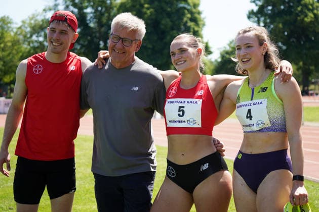 Leichtathletik, athletics, B U S Kurpfalz Gala , 23.05.2026 , Sepp Herberger Stadion Weinheim, Stefan Volzer, Trainer, Franziska Schuster, Marlena Meier,
