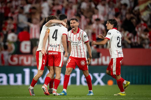 Arnau Martinez (Girona FC) celebrates after scoring his team s goal during a La Liga EA Sports match between Girona FC and Elche CF at Estadi Municipal de Montilivi in Girona, , Spain, on May 23 2026. Photo by Felipe Mondino Copyright: x@FELIPExMONDINOx