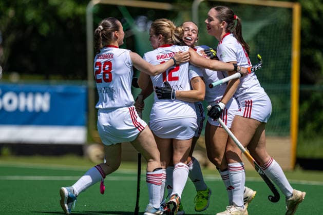 BHC 1. Damen - Club Raffelberg - Feldhockey, 2. Playdown Spiel, 1. Bundesliga, Frauen Bremen, Deutschland, 23.05.26: BHC 1. Damen - Club Raffelberg im Bremer Hockey-Club e.V. am 23.05.2026 in Bremen, Deutschland. (Foto von Axel Kaste) Torjubel BHC Bremen Bremer Hockey-Club e.V. Freie Hansestadt Bremen Deutschland